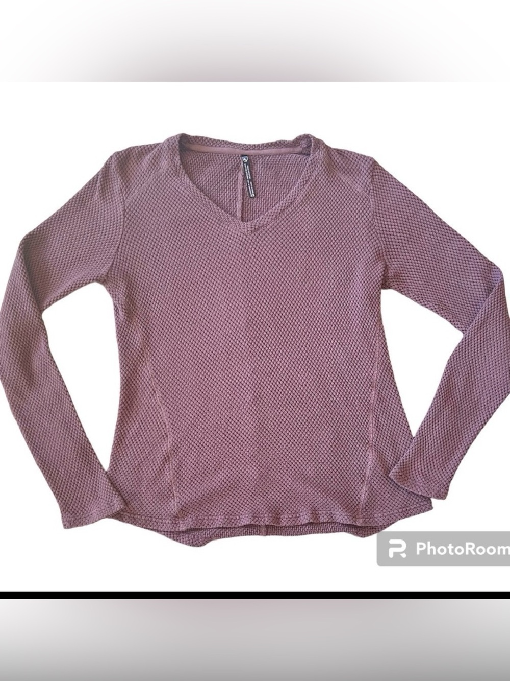 Kuhl women’s purple V-neck long sleeve stretchy waffle knit top size XS
